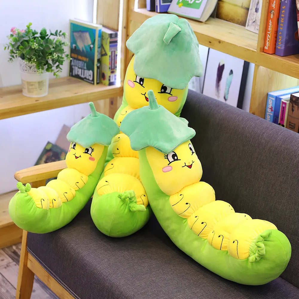 

Funny Caterpillar Doll Plush Toy With Hat Filled Soft Pillow Cushion Home Bed Clip Leg Artifact for Child Christmas Gifts