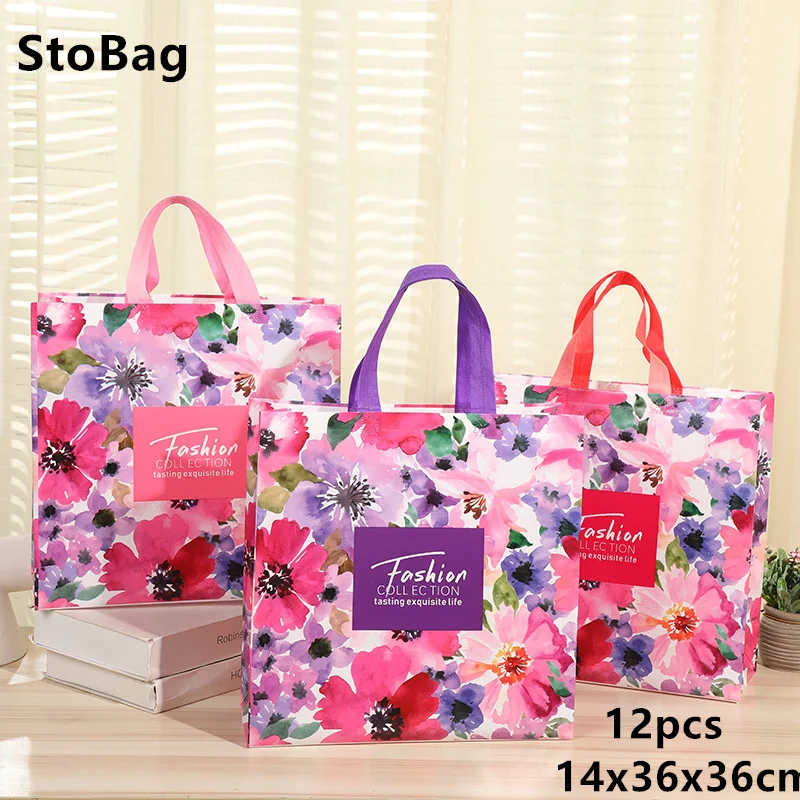 

StoBag Non Woven Tote Bag Printing Fashion Laminated Waterproof Packaging Decoration Gift Clothes Shoes Quilt For Home Suppily