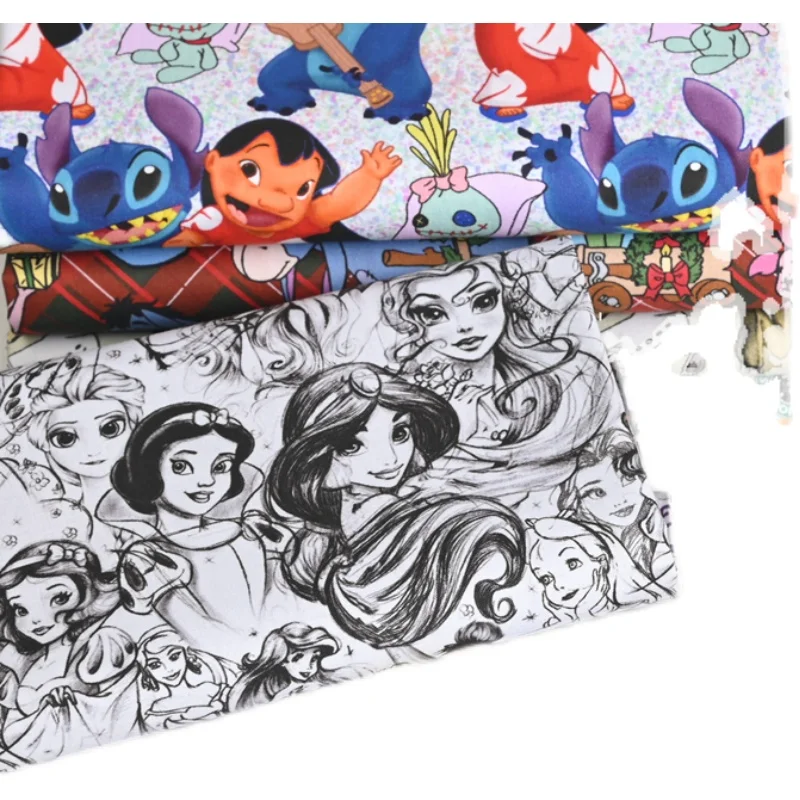 Ширина 1 м ткань Disney хлопок на дворе принт строчка Лило пришивное платье детская