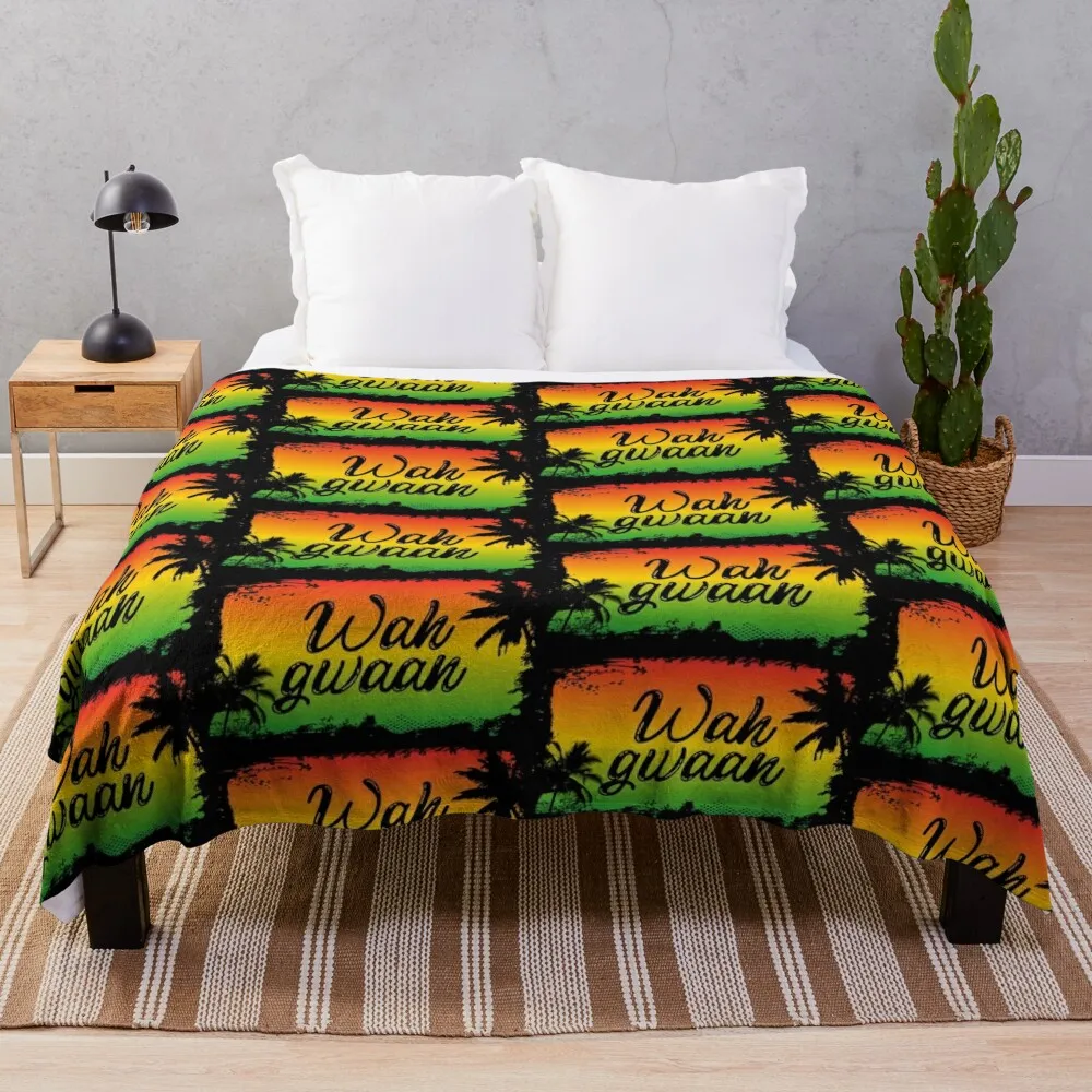 Wah Gwaan Ямайское одеяло с цитатой Hello Slang тонкие мягкие плюшевые клетчатые
