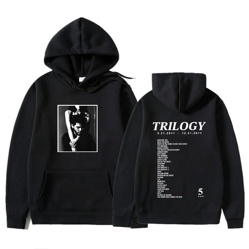 

The Weekend trilogi Album musik cetakan Hoodie kebesaran pria wanita Hip Hop Rock Pullover Sweatshirt pria Gotik Streetwear