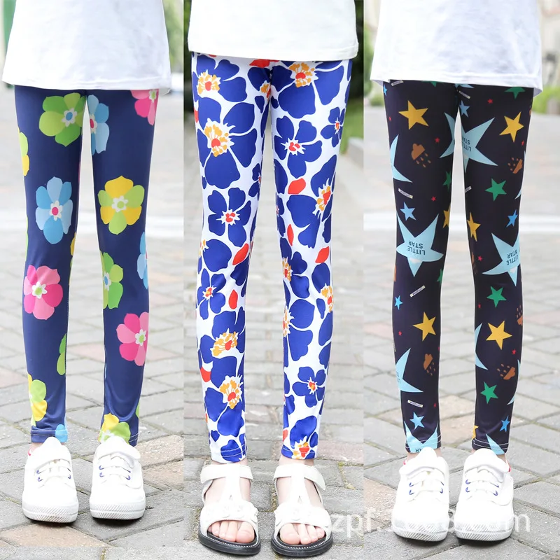 

Kids Girls Leggings Spring Summer Flower Printed Children Trousers Girl Casual Pencil Pants Cute Toddler Leggings