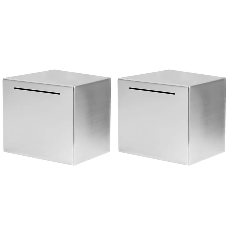 

Promotion! 2X Safe Piggy Bank Made Of Stainless Steel,Safe Box Money Savings Bank