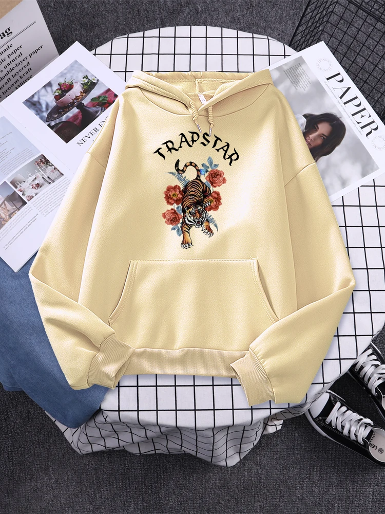

Трапеция, тигр, цветы, постер, принт, Женская толстовка, винтажная модная одежда в стиле Хай-стрит, креативные женские худи с длинным рукавом