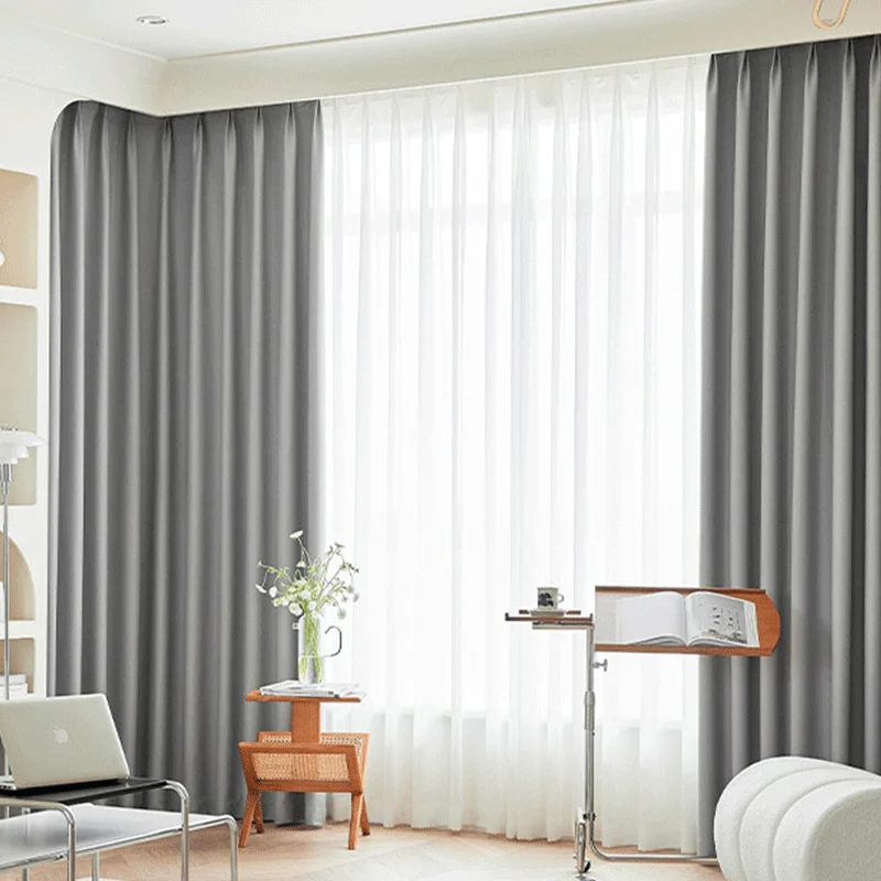

Modern Blackout Curtains for Living Room Bedroom Light grey Ready-made Curtains for Kitchen Rooms Window Cortinas Shading 85%