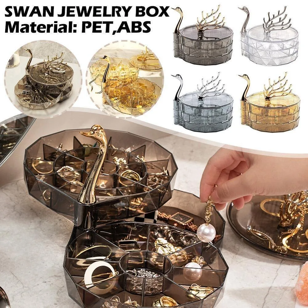 

Вращающийся органайзер для хранения колец и ожерелий, коробка для хранения ювелирных изделий, шкатулка для хранения ювелирных изделий