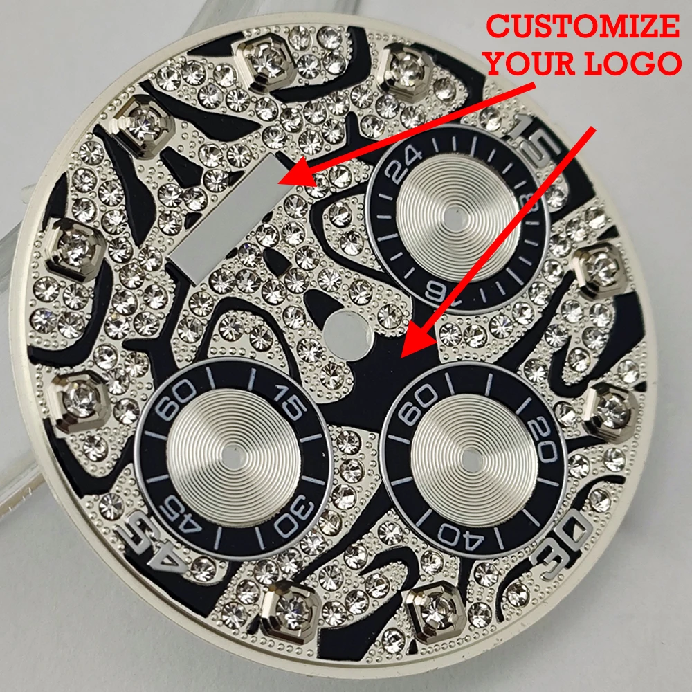 Роскошный Алмазный циферблат 29 мм с тигром может быть настроен вашим логотипом