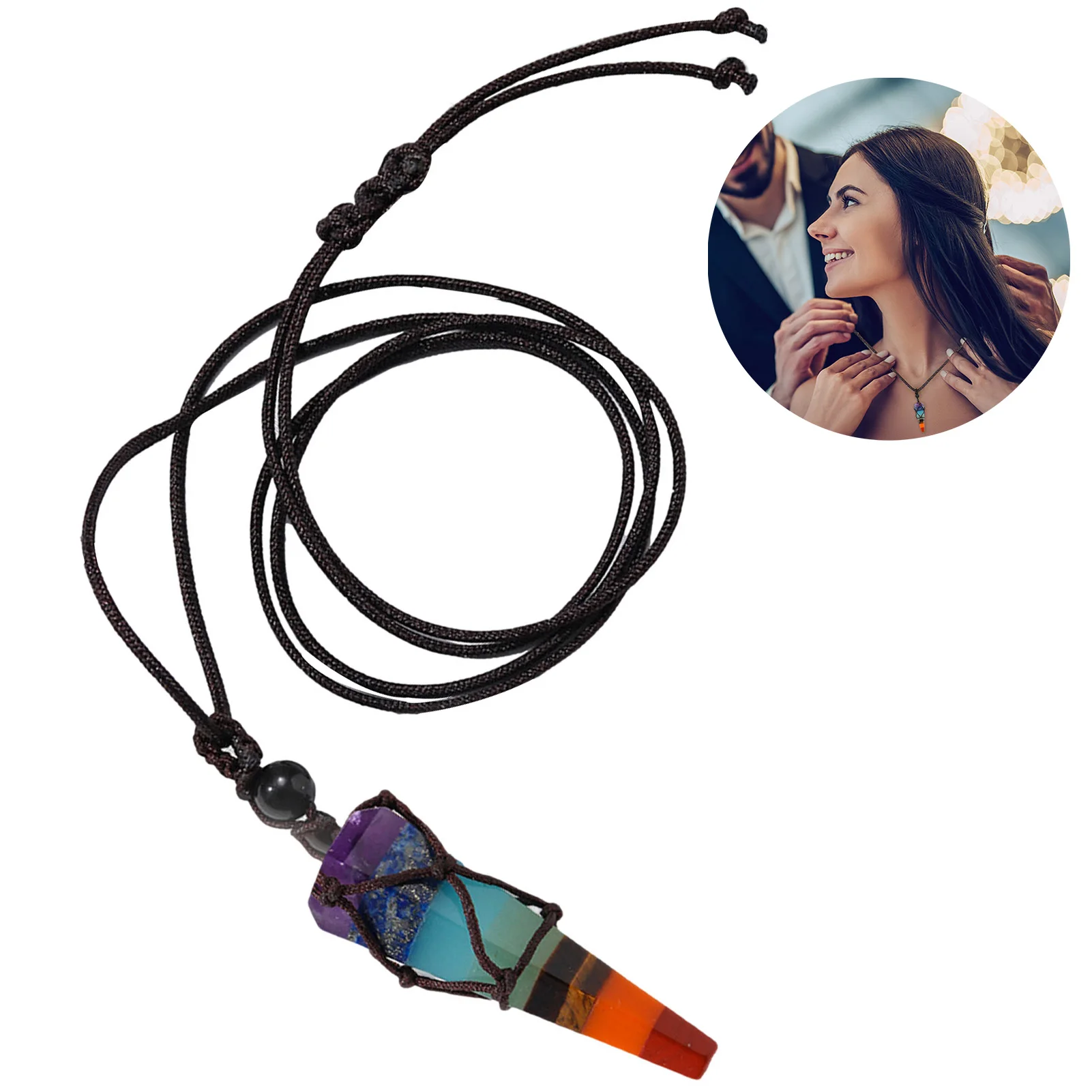 

Ожерелье из натурального энергетического хрусталя, Исцеляющие кристаллы, шестигранные подвески в форме колонны, ожерелья из драгоценного ...