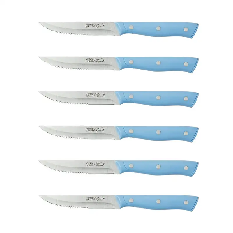 

14pcs Stainless Steel Knife Block Set, Periwinkle Kitchen knives Chef knife Cook Set Chef Utility Slicer Vegetable Peeler