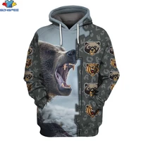 sonspee 3d printing mens autumn and winter long sleeved black bear animal alphabet pullover hooded sweater sport casual hip hop