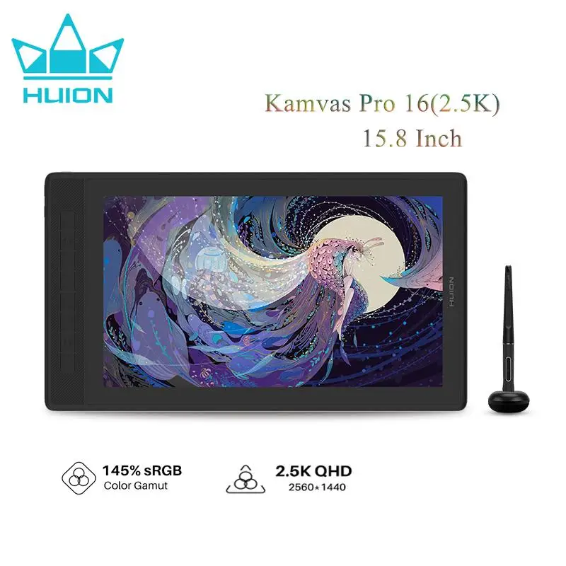 

Графический планшет HUION Kamvas Pro 16, 2,5 K, 145% sRGB, 15,8 дюйма