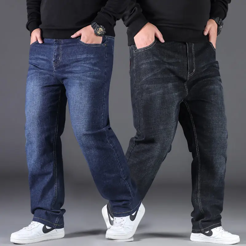 Джинсы мужские свободного покроя дышащие повседневные брюки из хлопка модная