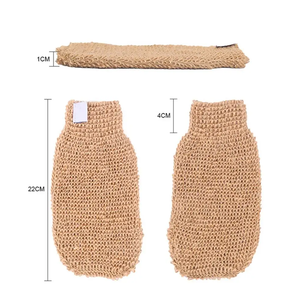 Ramie Jute Shower Gloves High Stretch Bath Exfoliating Scrubbing Mitt Scrubber For Body Cleaning for Man Woman images - 6
