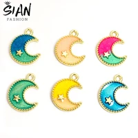 10pcslot enamel starry sky moon and stars charms for diy jewelry makings pendant necklace keychains earrings handmade findings