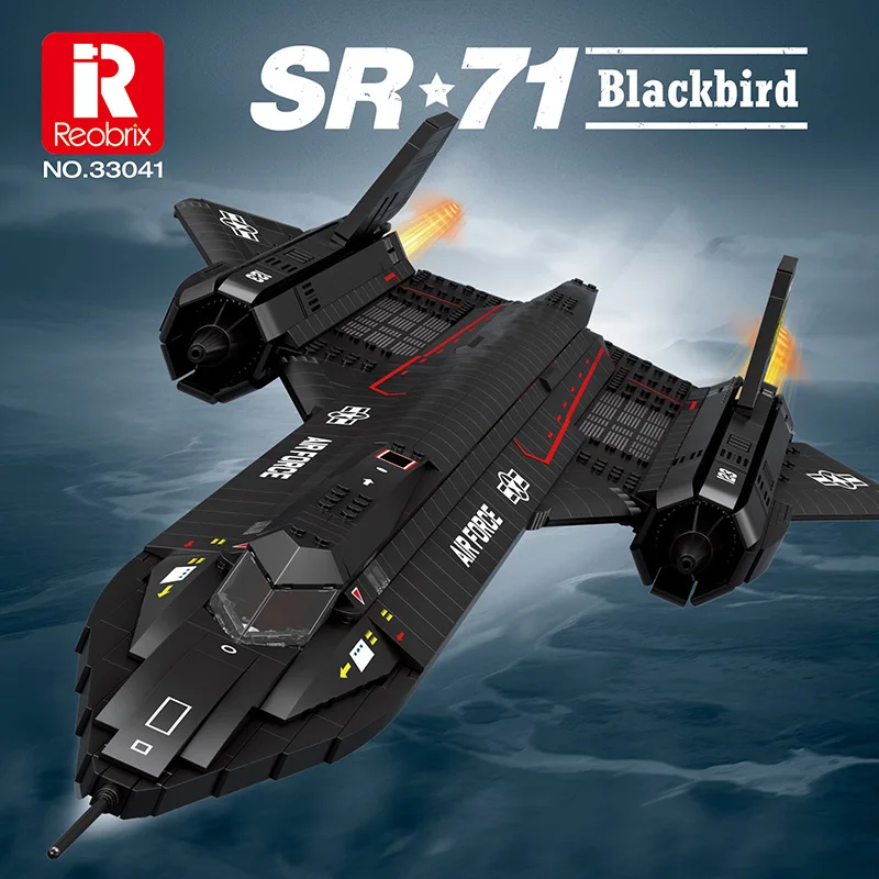 Reobrix 33041 SR-71 Blackbird Fighter Модель Air Военная серия DIY Игрушки Строительные блоки
