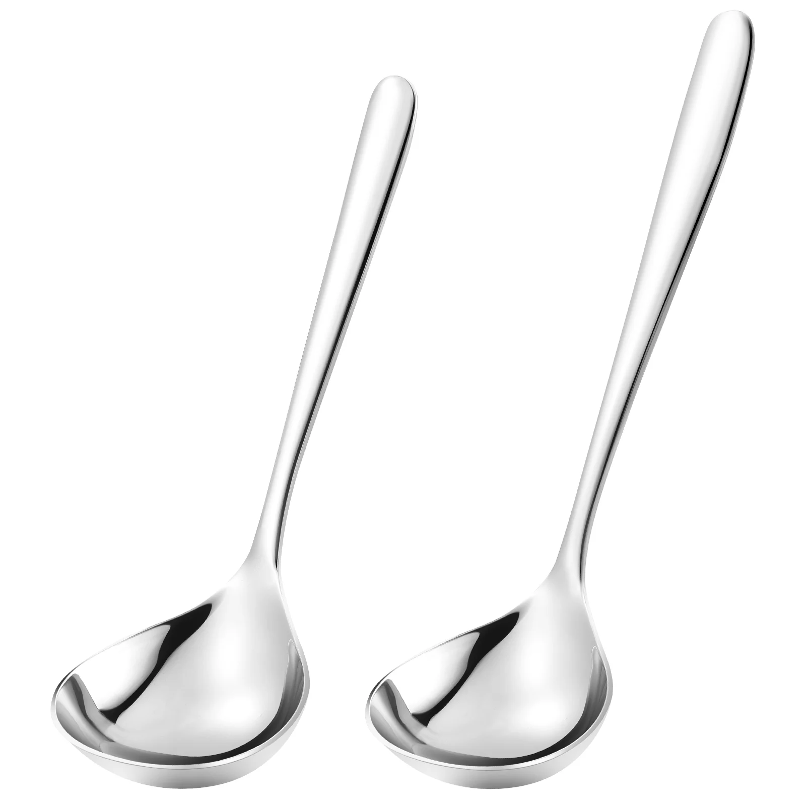 

2 Pcs Soup Spoons Asian Stainless Steel Western Food Serving Sauce Salad No-rust Ladle