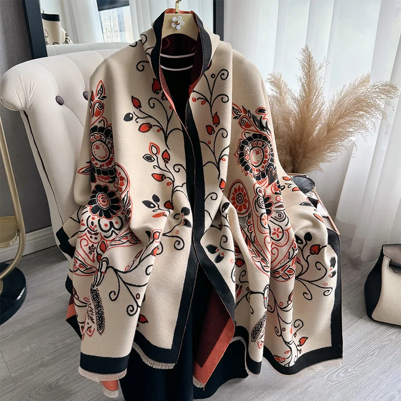 Новинка Роскошные зимние двусторонние кашемировые жаккардовые шарфы в виде совы