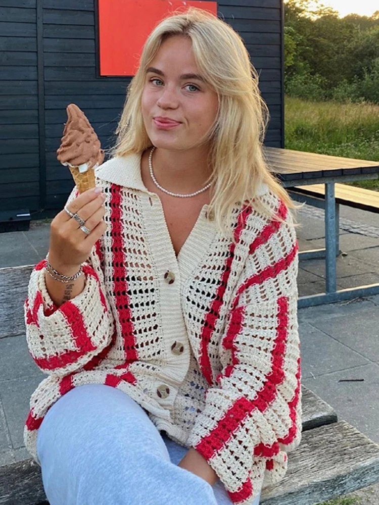 Осень 2022 вязаный женский кардиган Gitana с длинным рукавом свободный свитер в