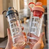 sports water bottle with straw portable large capacity water bottles fitness bike cup summer cold water jug with time marker