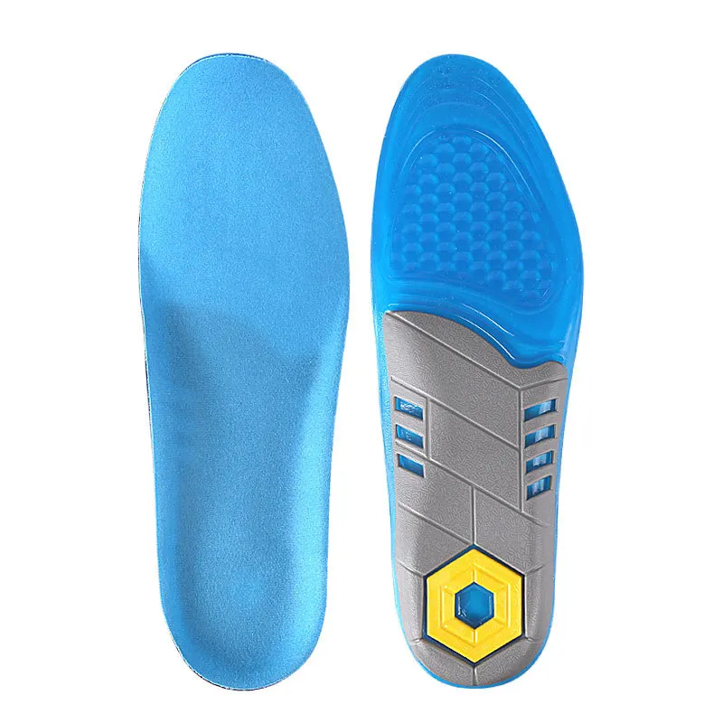 TPE Three-color Full Pad Men's and Women's Thickened Soft Sports Insoles High-elastic Shock-absorbing Anti-skid Foot Pads