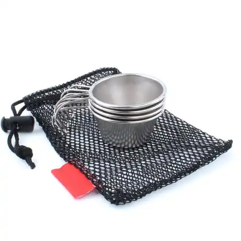 Stainless steel hiking cup, 60 ml, with a handle, a light measuring cup, a compact bowl for a soup, a light cup for the fire, strong ...