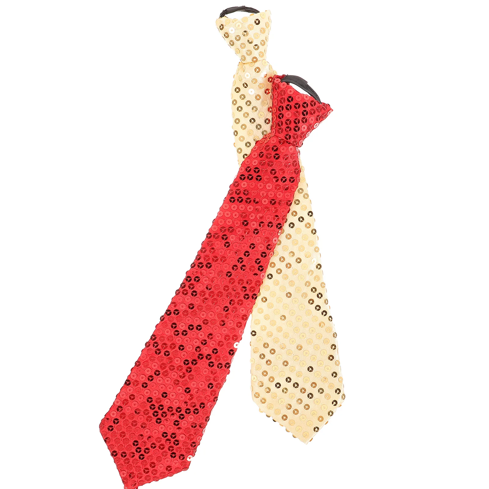 

2Pcs Costume Necktie Shiny Necktie Sequin Necktie Festival Necktie Cosplay Prop Performance Necktie
