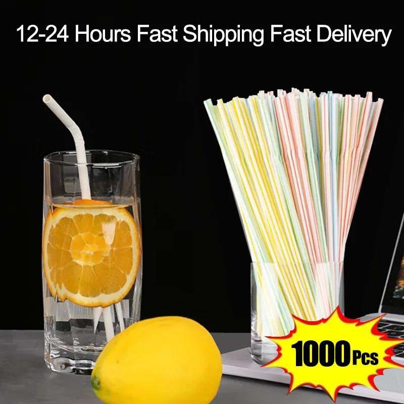 

50-1000Pcs Multicolor Plastic Straws Kitchen Beverage Disposable Drinking Straw Cocktail Rietjes Wedding Party Accessories