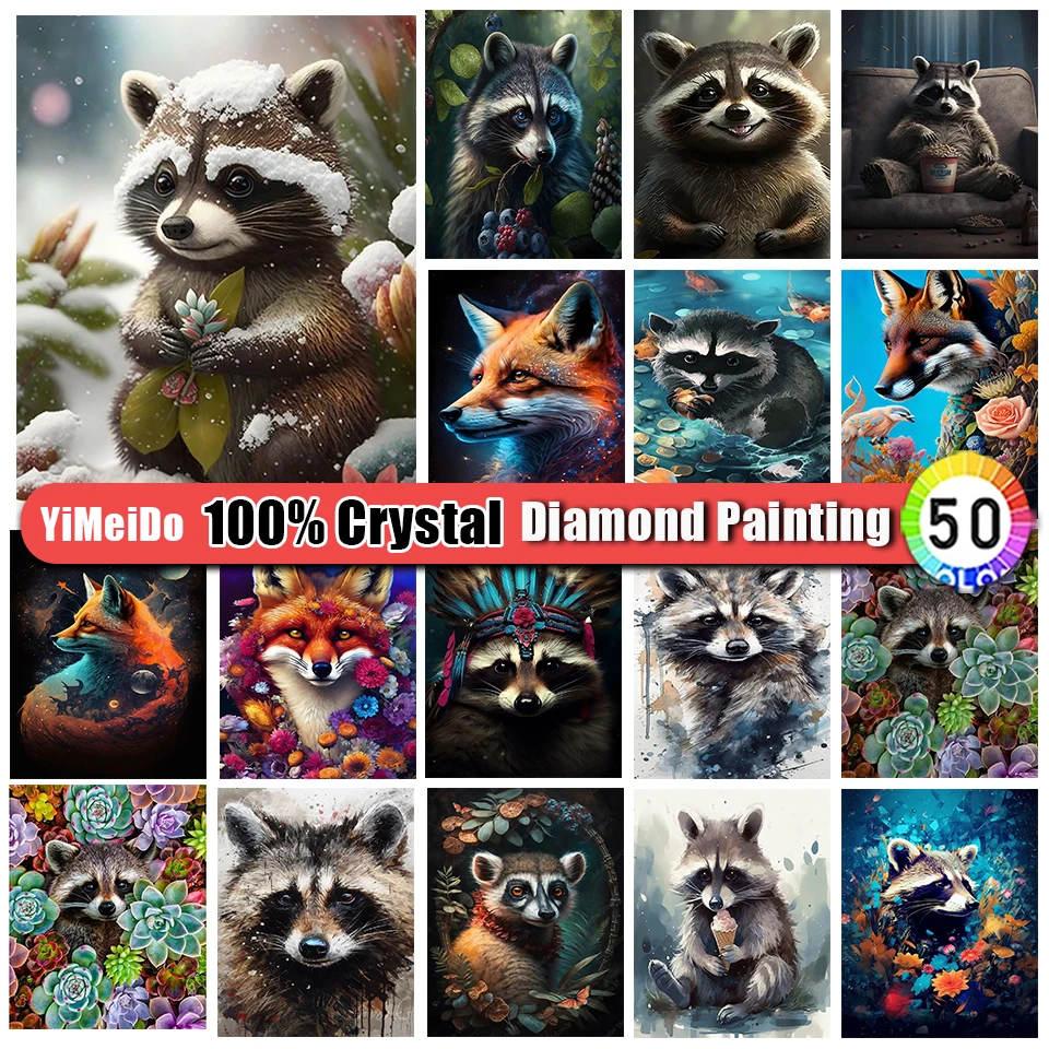 

YiMeiDo 100% Crystal Diamond Painting Civet Fox Embroidery Full Square Round Diamond Mosaic Animal Rhinestone Cross Stitch Art