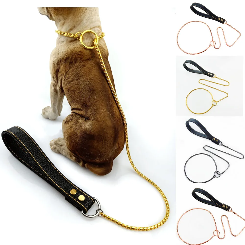 

Pet Dog P Chain Dog One-piece Leash Outdoor Walking PU&copper Traction Rope Competition-grade P-chain Corrective Control Rope