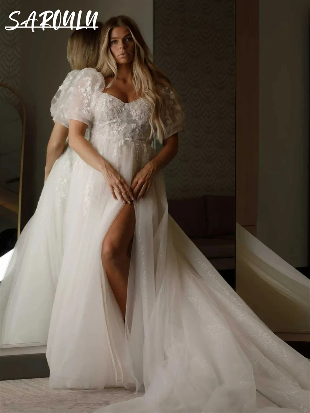 Платье невесты с пышными рукавами