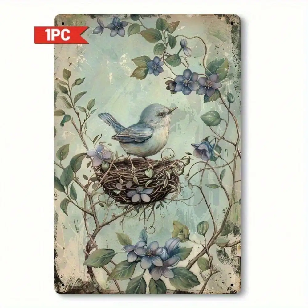 

Винтажная металлическая табличка-птичье гнездо