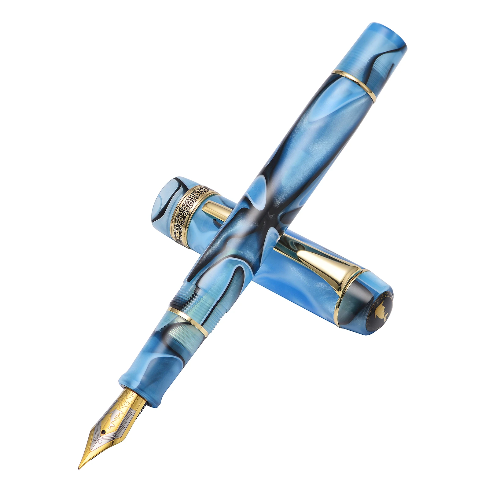 

Kaigelu 316A Celluloid Fountain Pen Beautiful Blue-Black Patterns Iridium EF/F/M Nib Pen Writing Office Business Ink Gift Pen