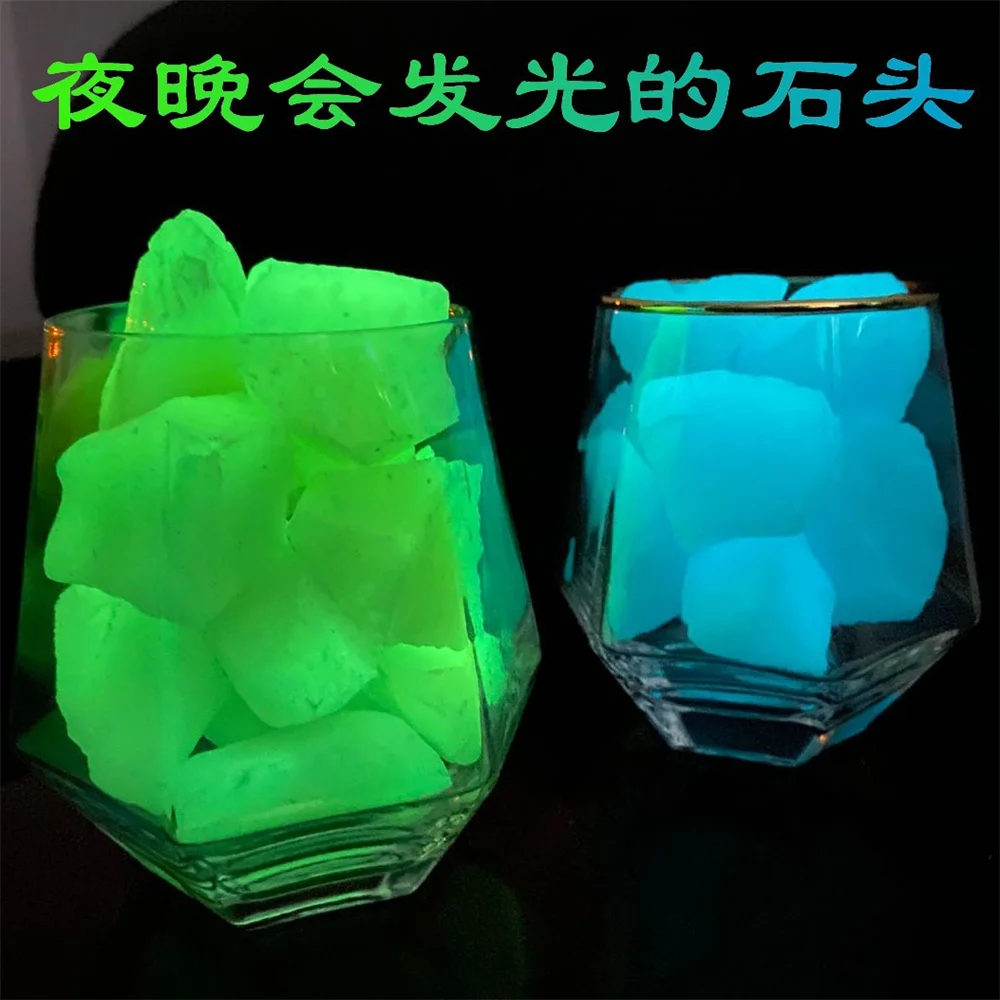 

Natural Healing Crystals Raw Minerals Specimen Gemstone Blue Luminous Rough Stones For Home Decoration Aquarium Decorations