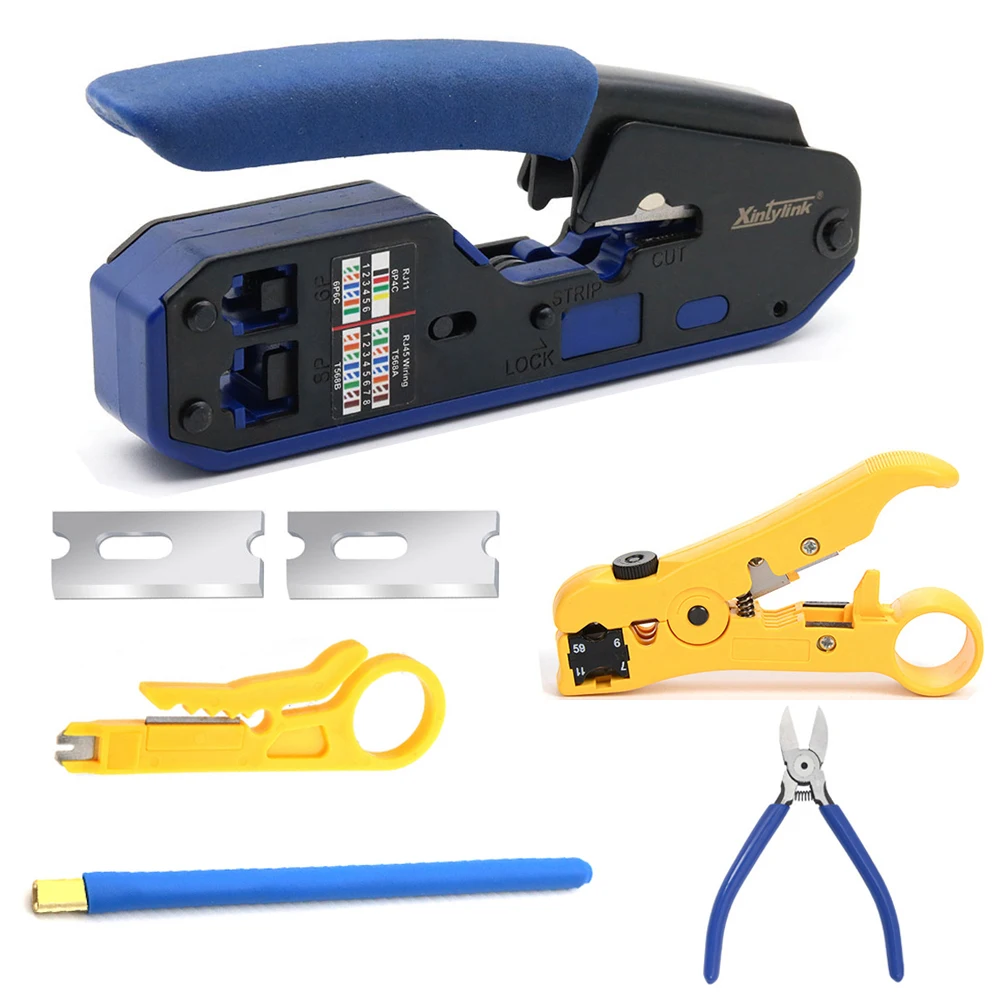 

cat6 cat5e cat5 RJ45 crimping tool SET pliers network cable crimper wire stripper cutter ethernet cable clip tongs RG45 RJ11 LAN