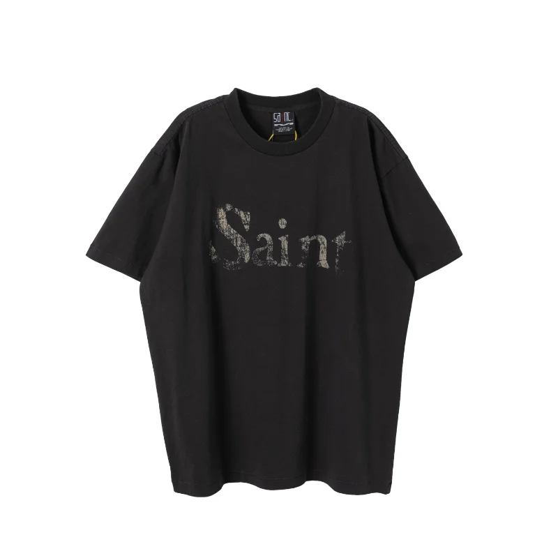 

2023ss Saint Michael Black T-shirt Loose T-shirt summer fashion short-sleeved T-shirt tops men's short-sleeved tops