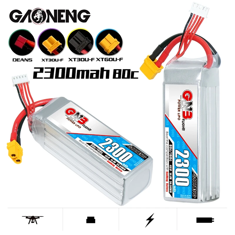 2 упаковки литий-полимерных батарей GNB 4S1P 2300 мАч 14 8 в 80C/160C XT30 XT60 T Plug для FPV