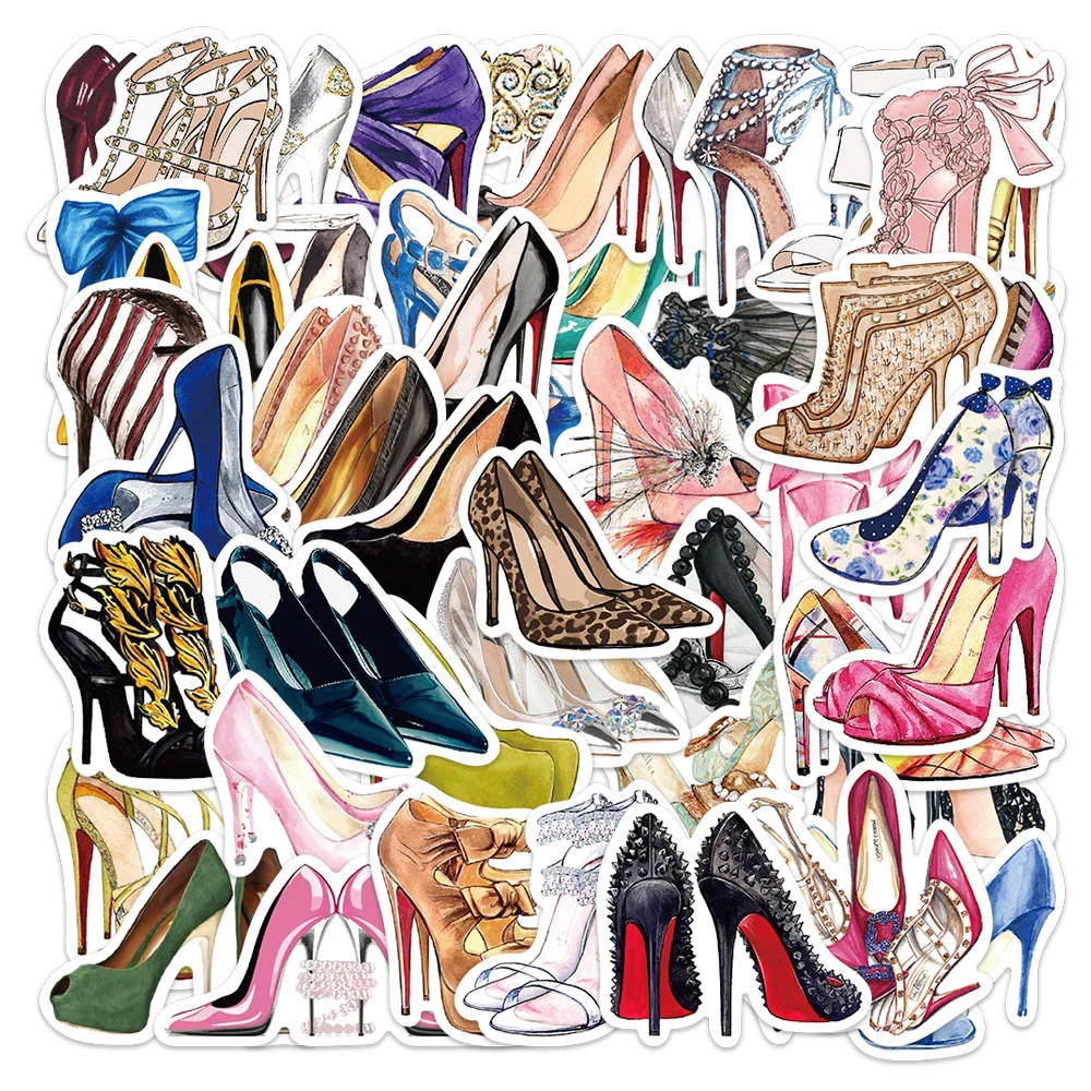 

10/30/50pcs Kawaii Heels Stickers Graffiti Decals DIY Scrapbooking Phone Fridge Tablet Waterproof Slipper High Sticker for Girls