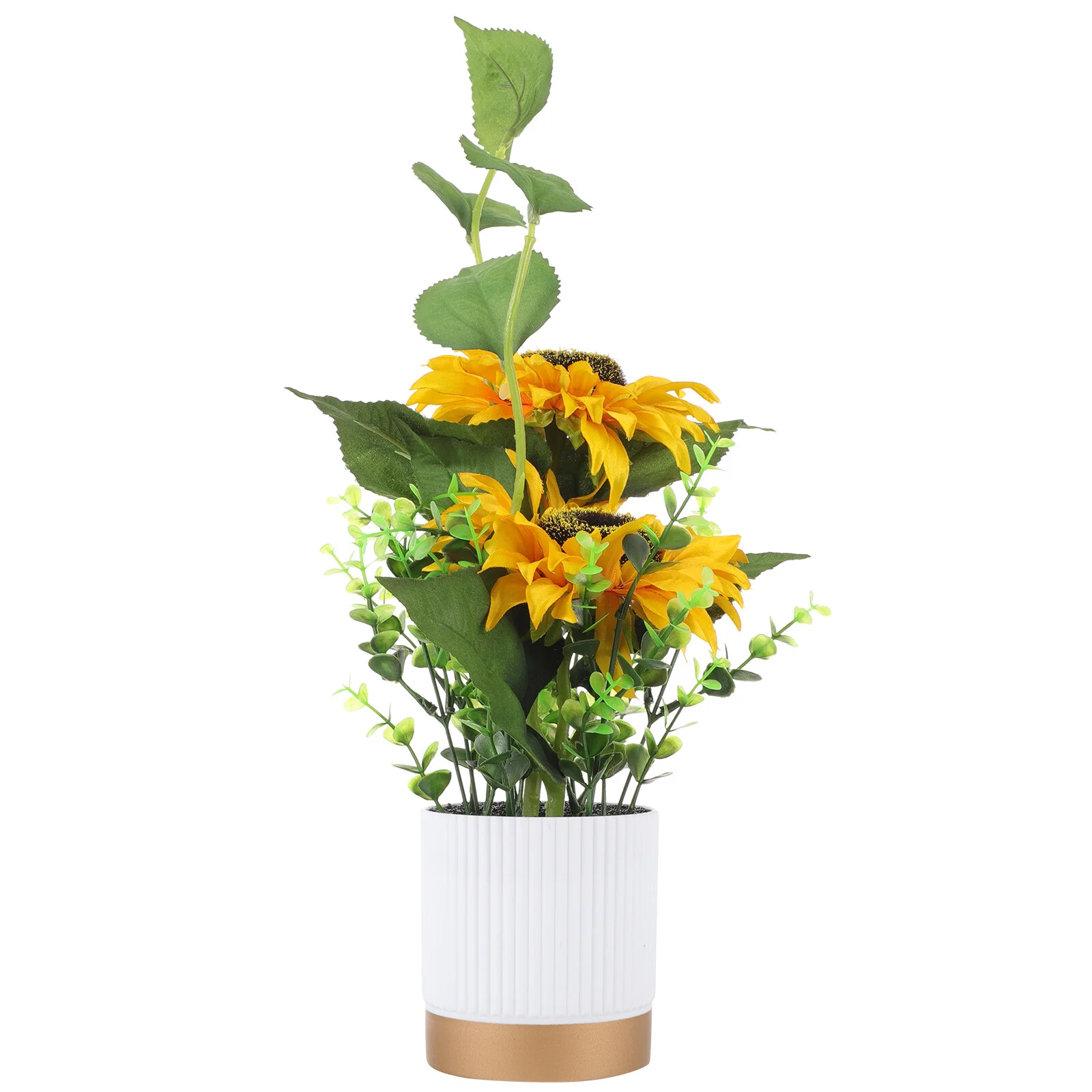 

Potted Sunflower Artificial Plants Home Decor Indoor Realistic Bonsai False Ornaments Small Faux Centerpieces Tables