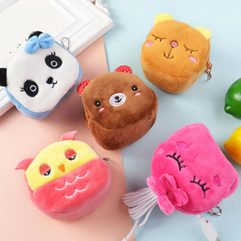 

Short Plush Cartoon Animal Fruit Wallets Children's Cute Multifuction Coins Cash Organizer Mini Purse Fashion Popular Wallets