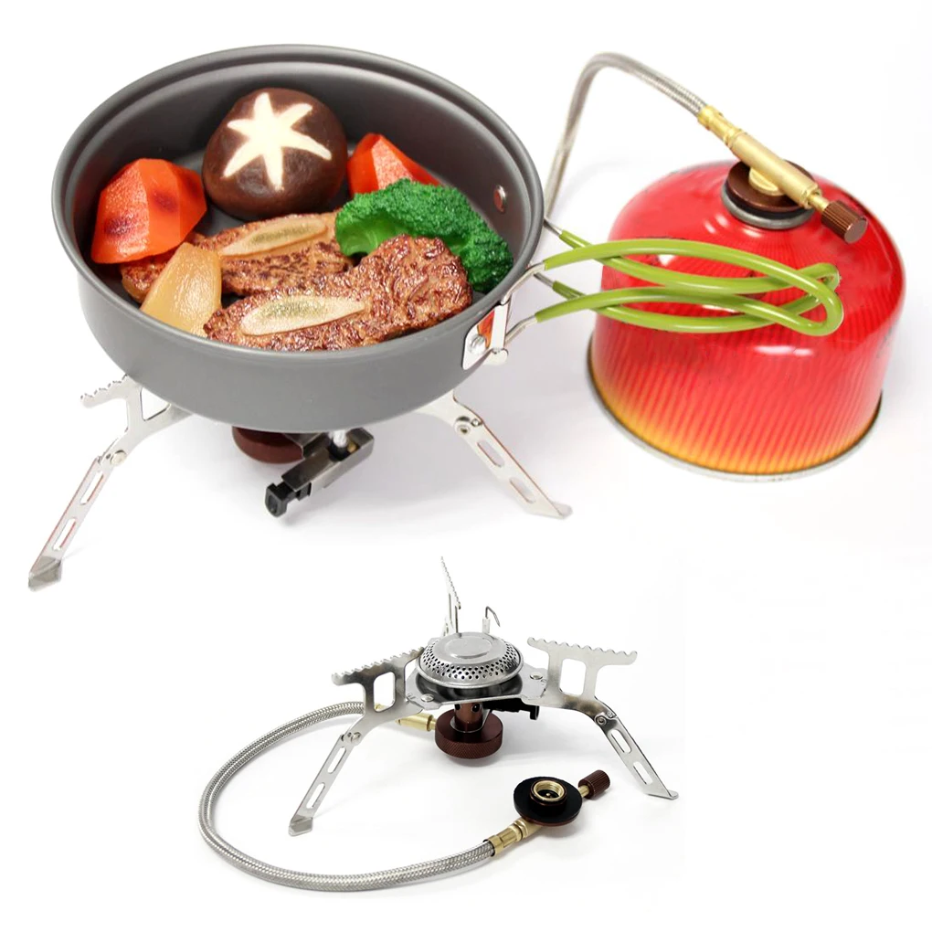 

Split Camping Stove with Pot Stand Burner Hiking Wild Cooking Cooker Survival Stainless Steel Cookware Outdoor Equipment