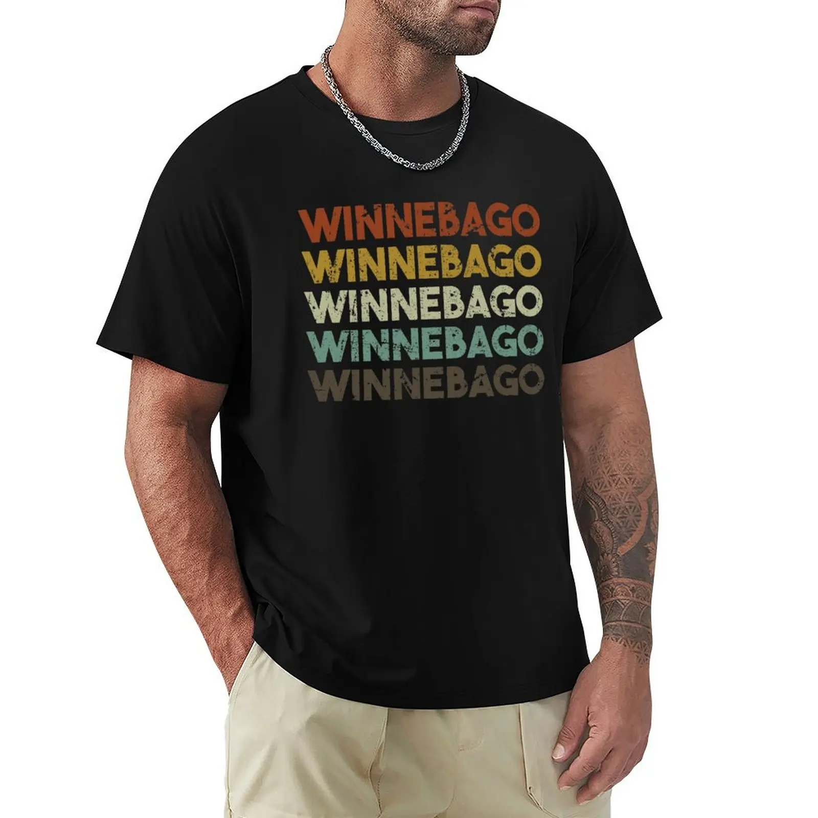 Фото Ретро-футболка Winnebago Illinois, легкая повседневная летняя футболка №1