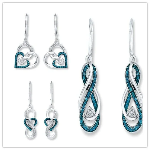 Luxurious and exquisite silver color earrings with Cubic Zircon Dangle Hook Earrings Love