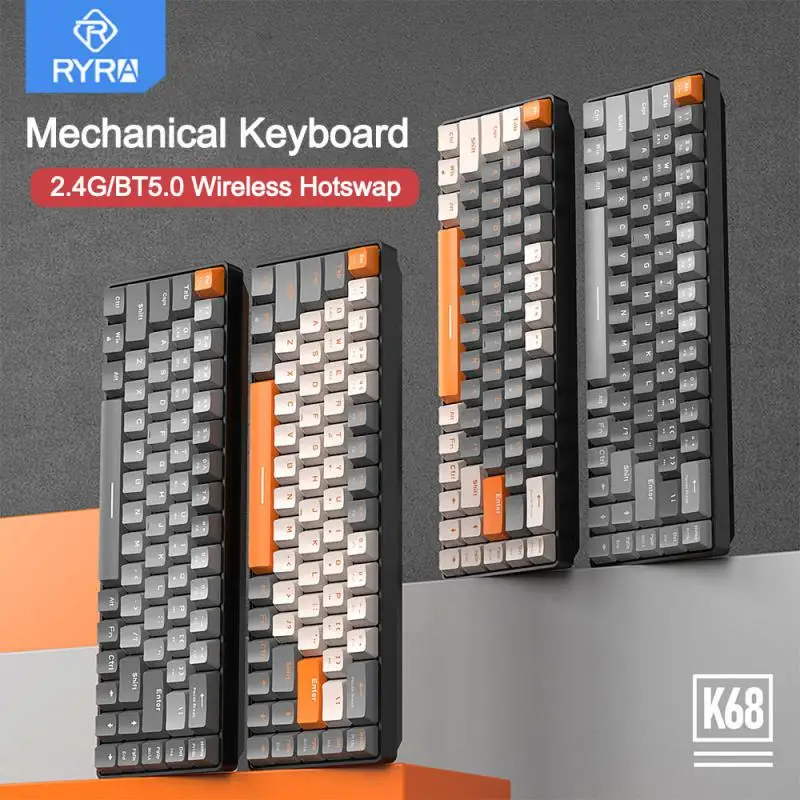 

RYRA K68 Bluetooth-Compatible Wireless Mechanical Keyboard 68 Keys Hotswap 2.4G/BT5.0 Dual-mode Mini Mechanical Gaming Keyboards