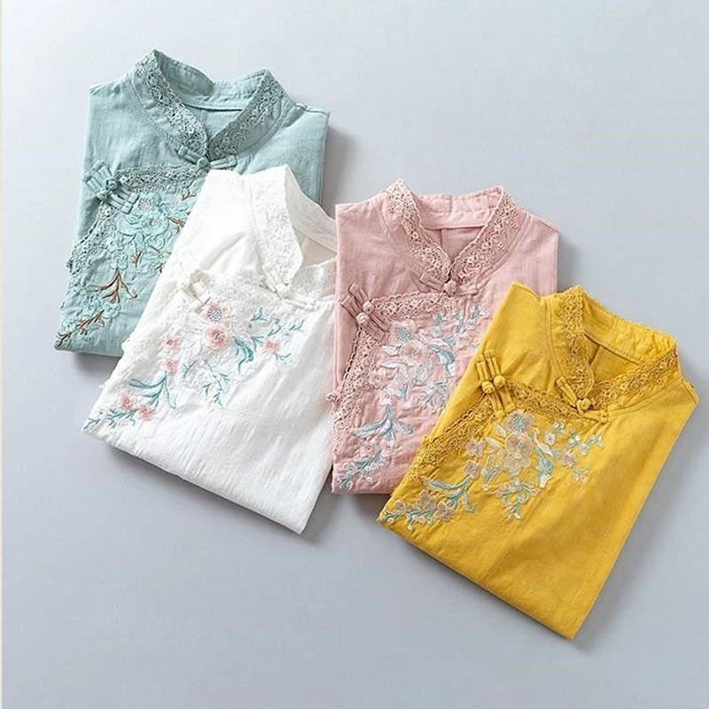 

China Style Shirt Vintage Cheongsam Tops Hanfu Women Chaqueta Chinese Traditional Dress Tang Suit Harajuku Printing Blouses