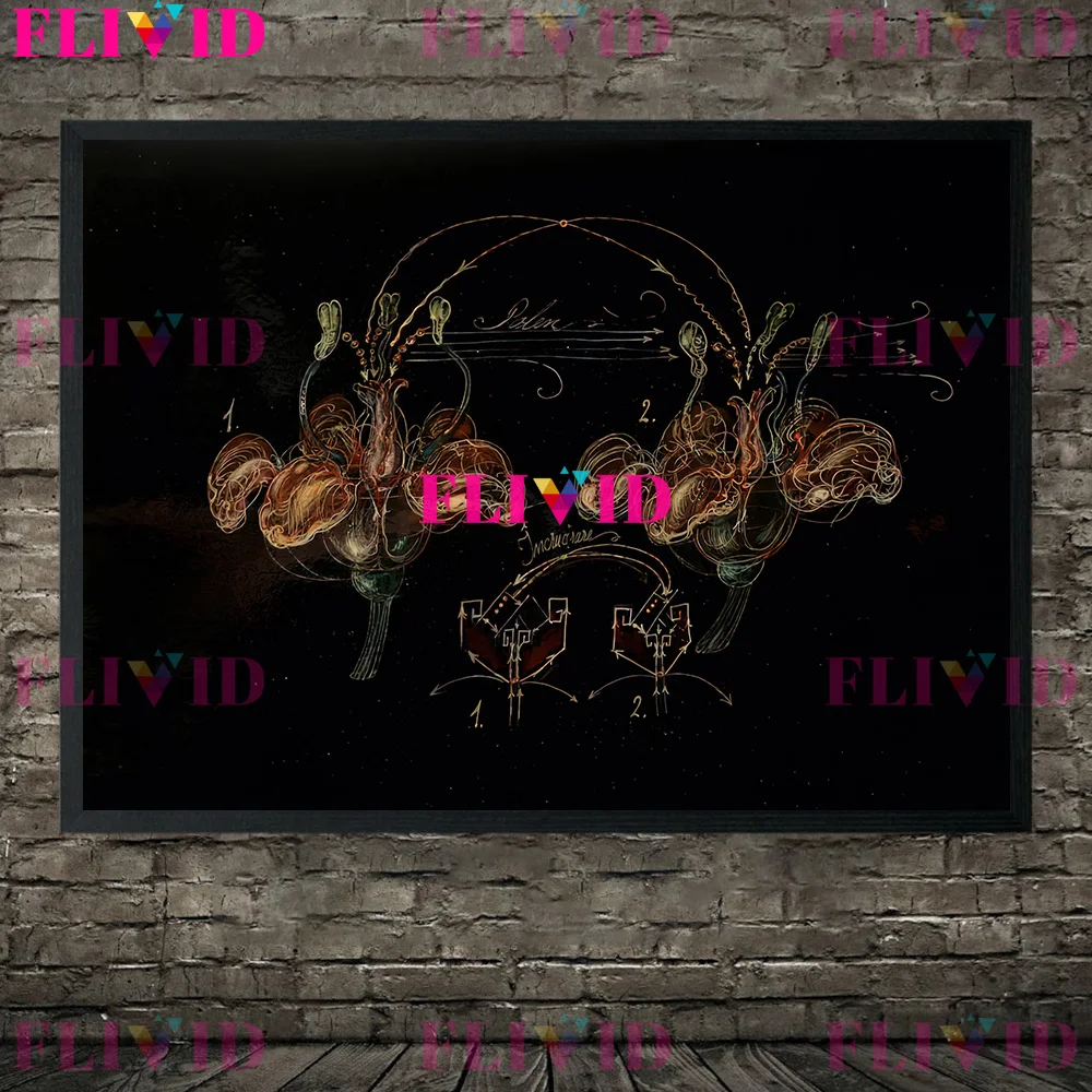 Таинственное темное цветочное растение настенная живопись на холсте пчелиный