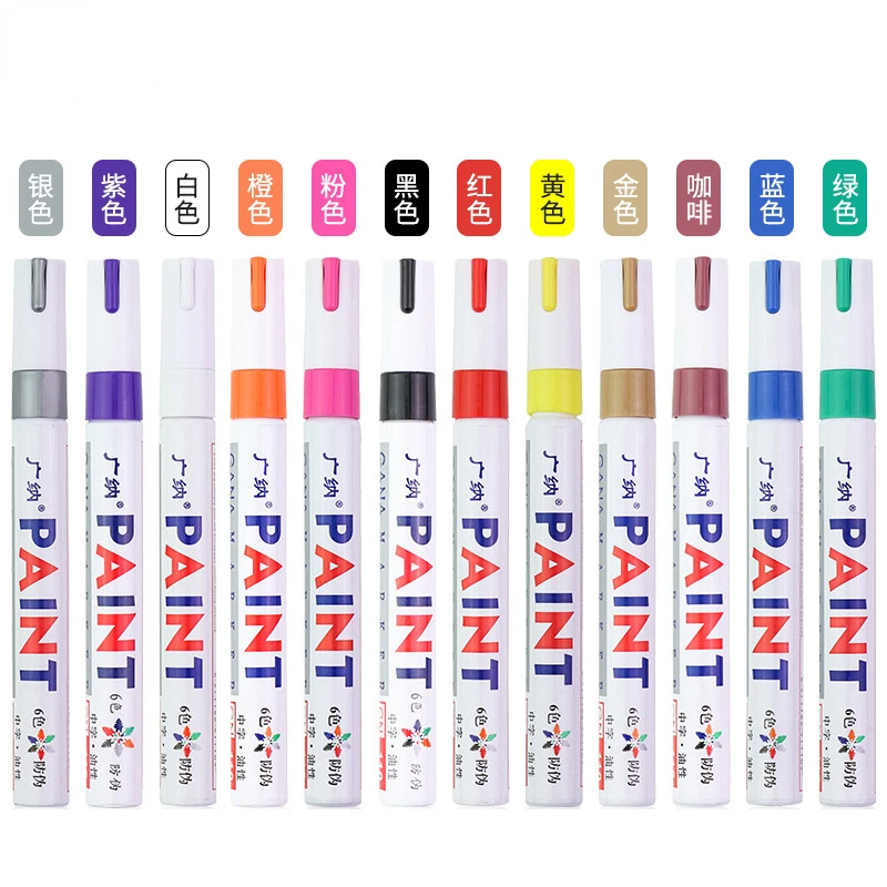 

12 Color Colored Markers Waterproof Car Tyre Tire Tread Rubber Metal Permanent Paint Markers Pen Stationary Painting Supplies