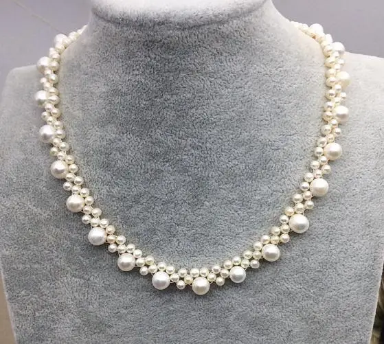 

Unique Design AA Pearl Necklace,18'' 4-8mm White Potato Freshwater Pearl Wedding Jewelry,Love,Mothers Day,Charming Women Gift