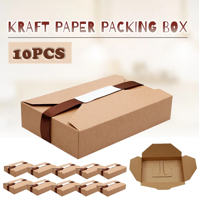 

10pcs Kraft Paper Box Cookie Biscuit Envelope Packaging Case Xmas DIY Kraft Gift Boxes Candy Storage Carton