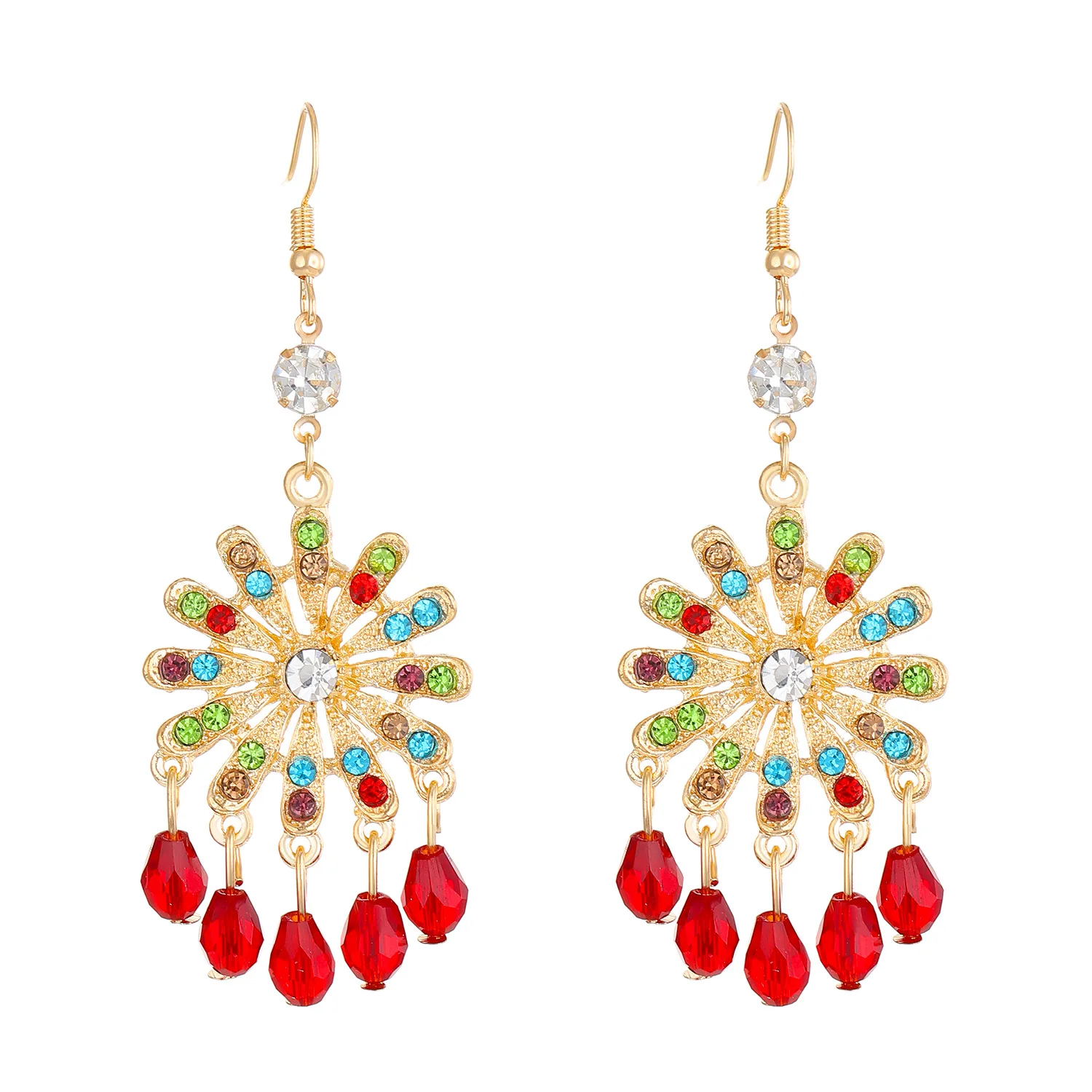 Модные богемные украшения красочные Кристальные цветы красные бусины подвеска