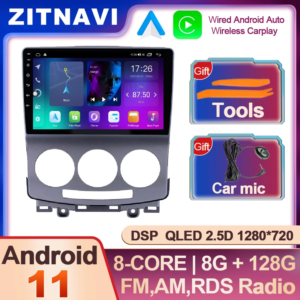 

Автомагнитола 2 din для MAZDA 5 2005 2006 2007 2008 2009 2010, мультимедийный стерео видеоплеер, навигатор GPS, Android 11 Carplay Auto